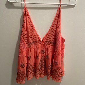 Free People Coral Beaded Tank Top - Size S - Never worn - NWT & Extra Beads